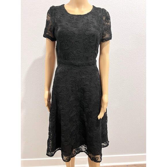 Anthropologie Sunday In Brooklyn XS Violetta Lace Midi BlackDress A-Line NWT - Picture 5 of 13